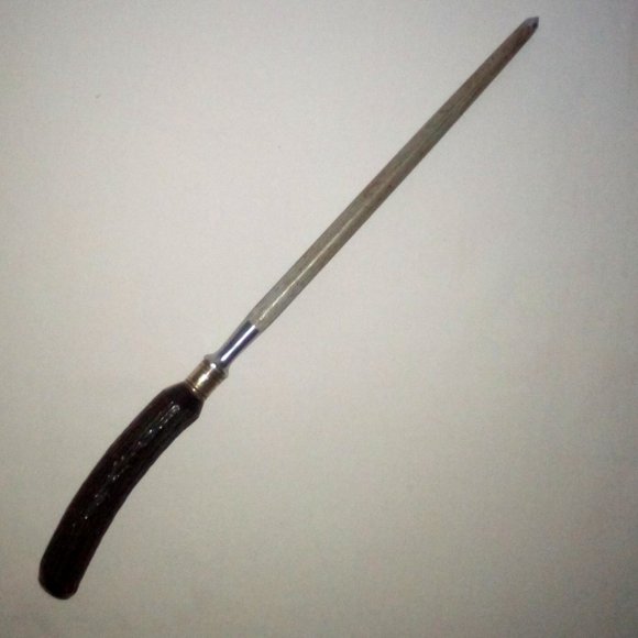 Antler Handle Knife Sharpening Steel Rod: Geniune Bone.  Vintage - Picture 1 of 5